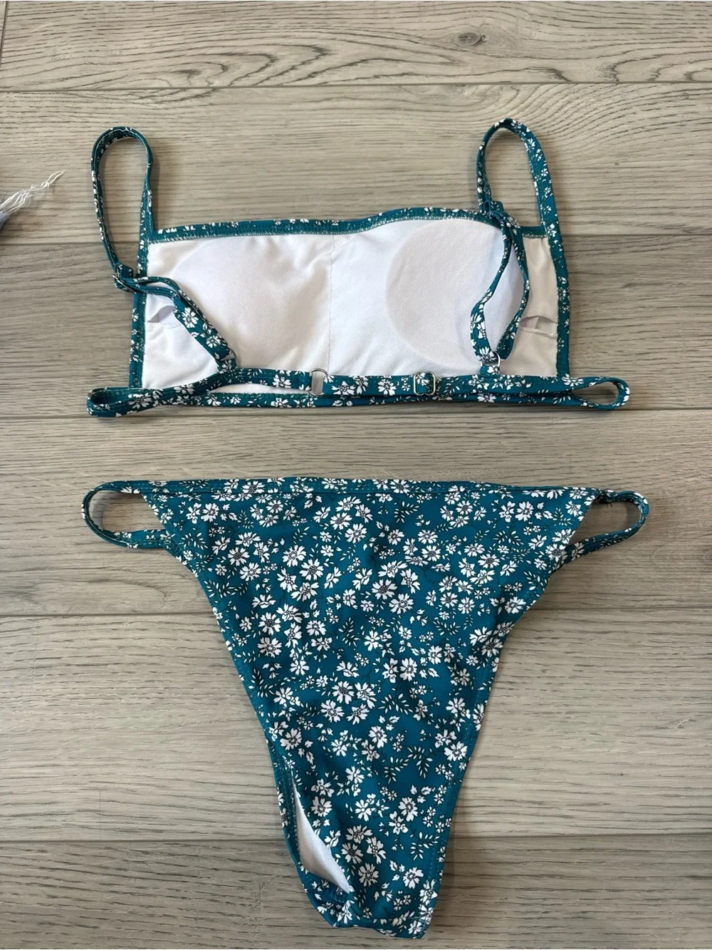 Teal & White Floral Bikini Set. Size M